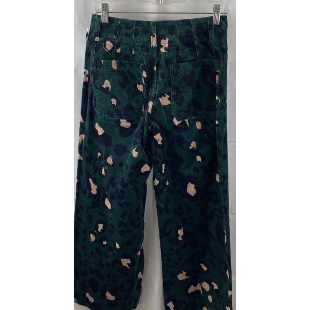 Anthropologie Maeve Colette Cropped Wide-Leg Corduroy Pants animal print sz 27 - Picture 3 of 6